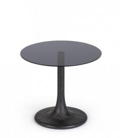 Bizzotto Aberdeen Βοηθητικό Τραπέζι Γυάλινο/Ξύλινο Mango Μαύρο Ø45x40