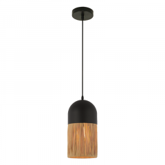 Zambelis Lights Φωτιστικό Οροφής Μαύρο Ματ/Natural Ø18 23071