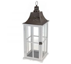 Zaros Φανάρι Ξύλινο Λευκό/Καφέ 28x74 Εκ. HM668-L