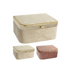 Zaros Μπιζουτιέρα Βελούδινη Εκρού/Ροζ 23,2x17,2x10,7 Κωδικός: MH417