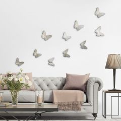 Ango Silver Butterflies 3D Πολυπροπυλενίου Ασημί Σετ 10 Τμχ 24012