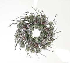 Zaros Χριστουγεννιάτικο Στεφάνι Χιονισμένο Με Κουκουνάρια 34 Εκ. Κωδικός: AX652