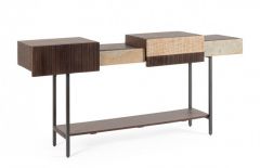 Bizzotto Kibik Κονσόλα Από Ξύλο Mango/Ρατάν/Πέτρα 165x35x78