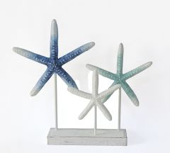 Zaros Επιτραπέζιο Διακοσμητικό "Αστερίες" Μεταλλικό Αντικέ Λευκό/Μπλε 47x8x42 Κωδικός: ID249