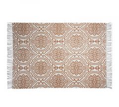 Zaros Χαλάκι Με Κρόσσι Και Τυπωμένο Λουλούδι Υφασμάτινο Μελί 120x180 Κωδικός: HE233