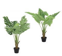 Zaros Τεχνητά Φυτά Σε 2 Σχέδια Monstera & Φιλόδενδρο Με Κασπώ  Πράσινα 123.5 Εκ. Κωδικός: FL135