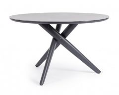 Bizzotto Julian Τραπέζι Φαγητού Πέτρινο/Αλουμινίου Ανθρακί Ø120x74