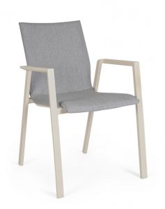 Bizzotto Odeon Καρέκλα Εξωτερικού Χώρου Αλουμινίου Ιβουάρ/Γκρι 55,5x60x83