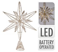 Zaros Φωτιζόμενη Κορυφή Δέντρου Μεταλλική Σαμπανί 33 Εκ. Κωδικός: XM817