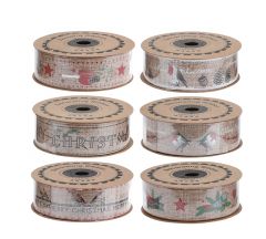 Zaros Χριστουγεννιάτικη Κορδέλα Από Γιούτα Natural 6 Σχέδια 500x2,5 Κωδικός: YL150