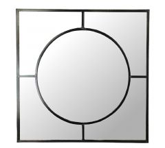 Zaros Καθρέπτης Τοίχου Art Deco Μεταλλικός Μαύρος 77x77 Εκ. XET-5710