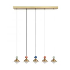 Zambelis Lights Πεντάφωτο Φωτιστικό Οροφής Ράγα Led Κεραμικό/Γυάλινο Πολύχρωμο 25103 - Dimmable