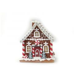 Zaros Χριστουγεννιάτικο Σπιτάκι Με Φως Led Καφέ/Λευκό 14x11x16 Κωδικός: XM776
