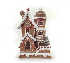 Zaros Χριστουγεννιάτικο Σπιτάκι Με Φως Led Καφέ/Λευκό 22x10,8x30,2 Κωδικός: XM777