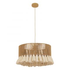 Zambelis Lights Φωτιστικό Οροφής Σχοινί Natural/Καφέ Ø40 Εκ. 25334