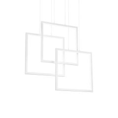 Ideal Lux Φωτιστικό Οροφής Led Μεταλλικό Λευκό Frame Sp Quadrato 253596