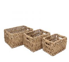 Zaros Καλάθια Από Υάκινθο Natural Σετ 3 Τμχ 42x32x22 Εκ. VT121