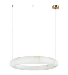 Zambelis Lights Round Pendant Led Light 35W 3000K Alabaster- Bronze 2543