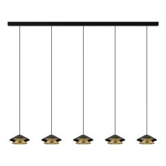 Zambelis Πεντάφωτο Φωτιστικό Οροφής Ράγα Led 45W 3000K Αλουμινίου Μαύρο/Χρυσό 105 Εκ. 25452