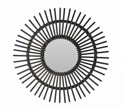 Zaros Καθρέπτης Τοίχου Bamboo Μαύρος Ø78x2 Εκ. MI134