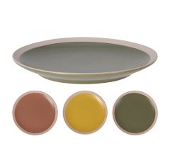 Zaros Πιάτο Stoneware Λαδί/Κίτρινο/Κεραμιδί 20,5x2,5 Εκ. KZ266