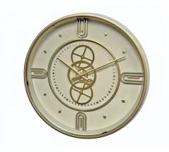 Zaros Ρολόι Τοίχου Μεταλλικό Εκρού/Χρυσό 54x7x54 Εκ. CL367