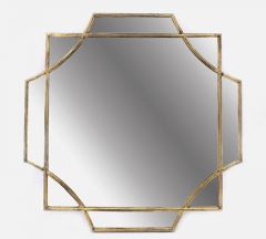 Zaros Καθρέπτης Τοίχου "Art Deco" Μεταλλικός Αντικέ Χρυσός 80x80 Εκ. MI142