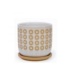 Zaros Κασπώ Κεραμικό Λευκό/Μπεζ Με Πιάτο 15x14,5 Εκ. CT457