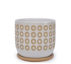 Zaros Κασπώ Κεραμικό Λευκό/Μπεζ Με Πιάτο 19,2x18 Εκ. CT458