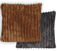 Zaros Μαξιλάρι Από Συνθετική Γούνα Ταμπά/Σκούρο Γκρι 45x45 Εκ. HE366