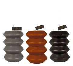 Zaros Κερί Zic-Zac Παραφίνης Γκρι/Καφέ/Μαύρο 7,5x10 Εκ. CA363