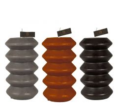 Zaros Κερί Zic-Zac Παραφίνης Γκρι/Καφέ/Μαύρο 7,5x14 Εκ. CA364