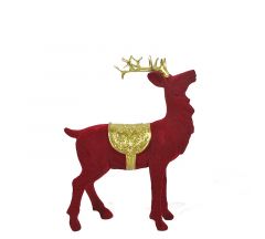 Zaros Όρθιο ελάφι με περίτεχνη σέλα βελουτέ κόκκινο  25.5cm TM411