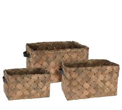 Zaros Καλάθια Ξύλινα Καφέ Σετ 3 Τμχ 39x10x39 Εκ. HE393