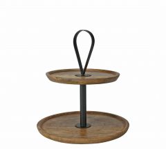 Zaros Διώροφη Ορντεβιέρα Ξύλινη Mango Καφέ Ø28x1,8 Εκ. HE418