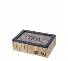 Zaros Κουτί Τσαγιού "Bistro" 6 Θέσεων MDF Natural/Μαύρο 24x16,5x7,5 KZ290