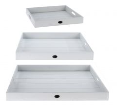 Zaros Δίσκοι Σερβιρίσματος Ξύλινοι Λευκοί Σετ 3 Τμχ 58x58x5 HE502