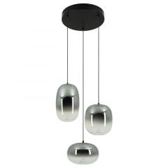 Zambelis Lights VITRO Τρίφωτο Φωτιστικό Οροφής Led Γυάλινο Φιμέ/Μαύρο Ματ Φ34 Εκ. 2613