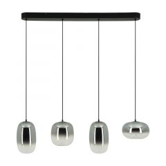 Zambelis Lights VITRO Τετράφωτο Φωτιστικό Οροφής Ράγα Led Γυάλινο Φιμέ/Μαύρο Ματ 89 Εκ. 2614