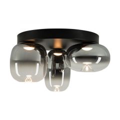 Zambelis Lights VITRO Τρίφωτη Πλαφονιέρα Led Γυάλινη Φιμέ/Μαύρη Ματ Φ44 Εκ. 2615
