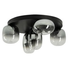 Zambelis Lights VITRO Πεντάφωτη Πλαφονιέρα Led Γυάλινη Φιμέ/Μαύρη Ματ Φ59 Εκ. 2616