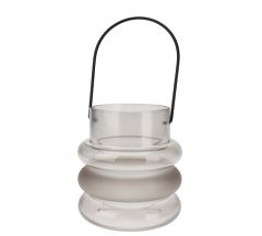 Zaros Φανάρι Γυάλινο Φιμέ Ø14x15 Εκ. HE493