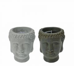 Zaros Κασπώ Με Κερί "Βούδας" Τσιμεντένιο 2 Χρώματα Ø9x10 Εκ. CA410