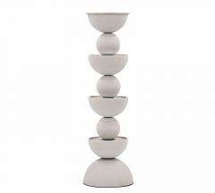 Zaros Κηροπήγιο Μεταλλικό Λευκό 12,5x43 Εκ. HT683