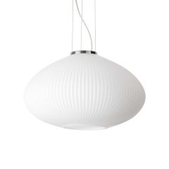 Ideal Lux Φωτιστικό Οροφής Γυάλινο Λευκό/Χρώμιο Ø45 Plisse Sp1 264523