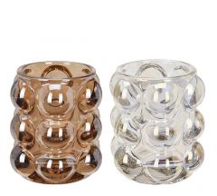 Zaros Κηροπήγιο "Bubbles" Γυάλινο 2 Χρώματα 9 Εκ. CA444