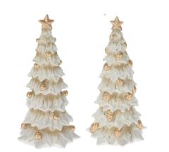 Zaros Επιτραπέζιο Έλατο Polyresin Εκρού/Χρυσό 10,5x22 Εκ. XM854