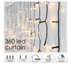 Zaros 360 Χριστουγεννιάτικα Λαμπάκια Led "Κουρτίνα" Θερμό Λευκό 1200 Εκ. IC360MF