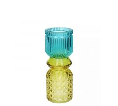 Zaros Βάζο "Beverly" Γυάλινο Τυρκουάζ/Κίτρινο 7x18,5 Εκ. DF217