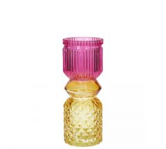 Zaros Βάζο "Beverly" Γυάλινο Ροζ/Κίτρινο 7x18,5 Εκ. DF218